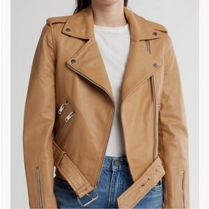 Like new Walter Baker Tan Lamb Leather Moto Jacket size small